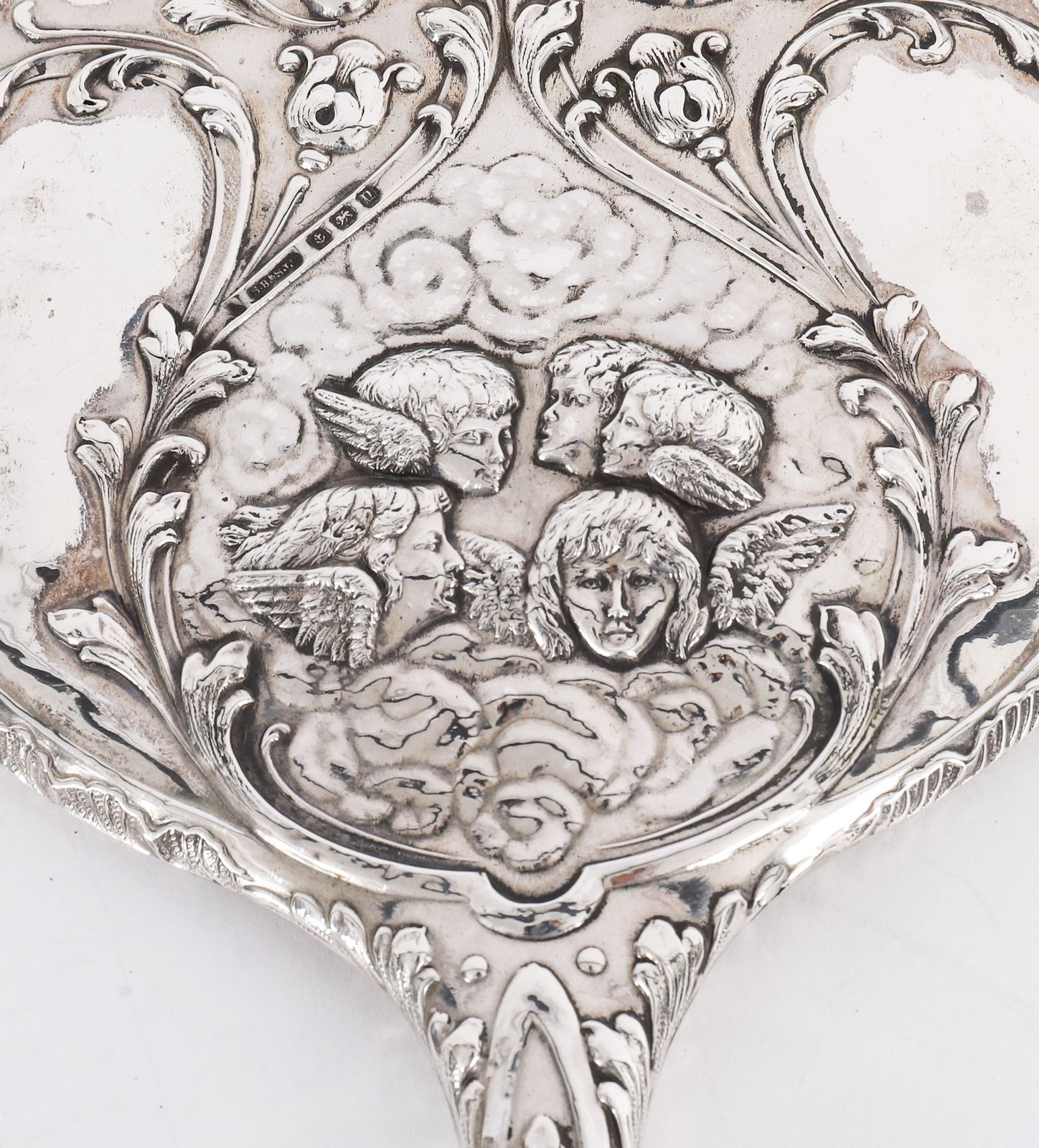 Antique Sterling Silver Cherubs Hand Mirror S Blanckensee & Son Birmingham 1912 photo buy