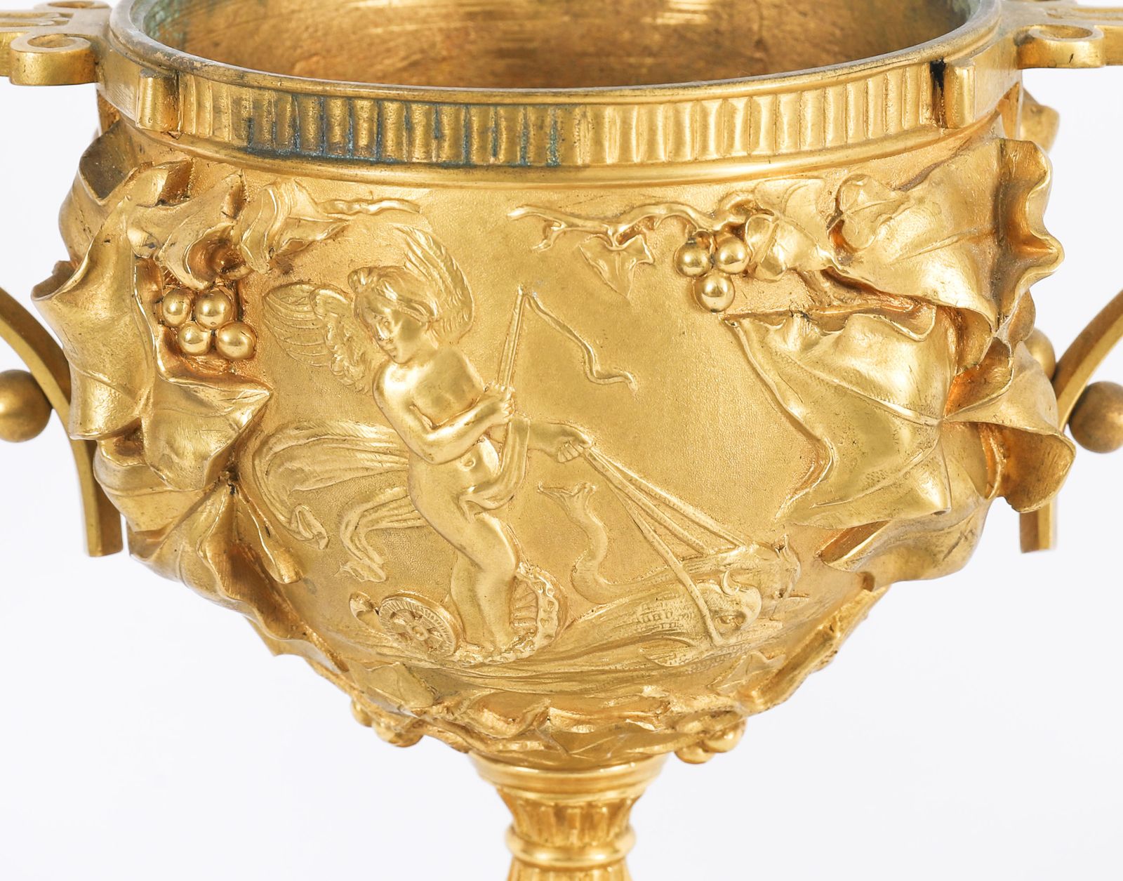 photo buy Antique Pair French Grand Tour Gilt Bronze Classical Urns 19th C