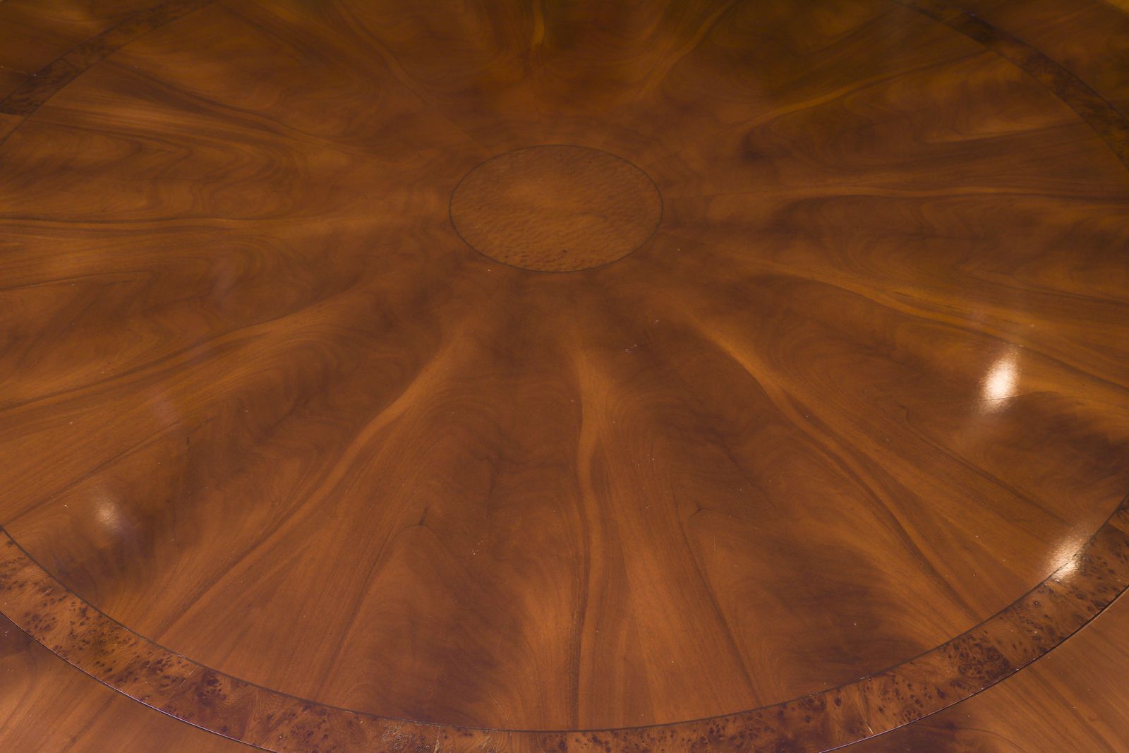 photo for sale Vintage 7ft6" Diameter Flame Mahogany Jupe Dining Table Set Harrods 20th C