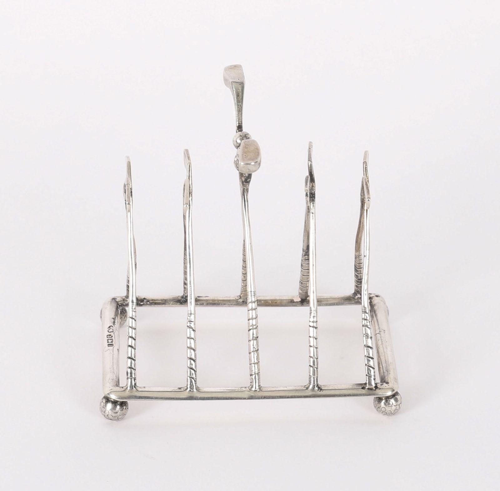 Antique Sterling Silver Letter Toast Rack Crossed Golf Clubs Birmingham 1908 photo buy