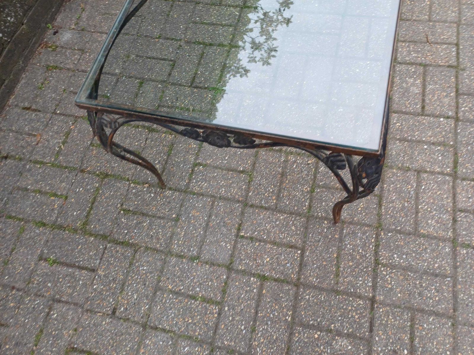 photo buy Industrial Iron & Glass Coffee Table Upcycled Rustic Age Worn Statement Vintage Table With 1cm Thick Toughened Glass Top Free Hand Delivery