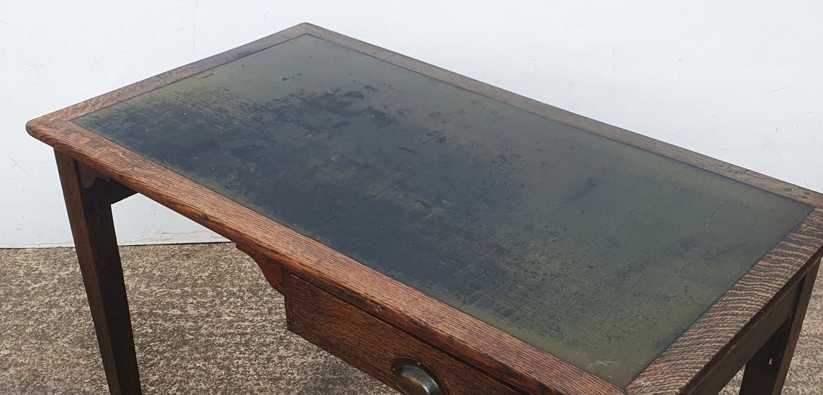 Vintage Arts And Crafts / Art Deco Ministry Oak Desk photo 225.0