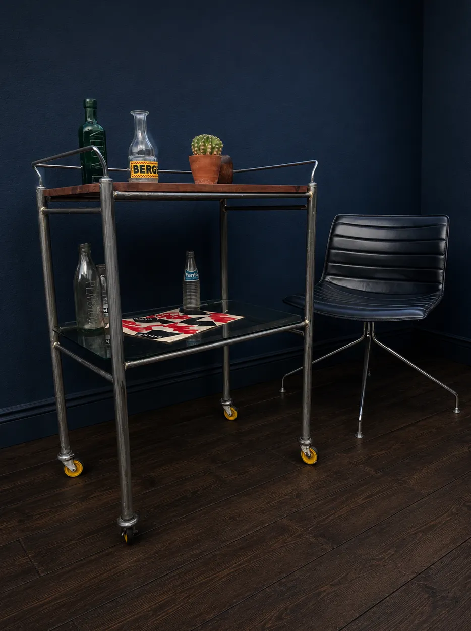 1950s Medical Trolley Stripped Metal photo furniture