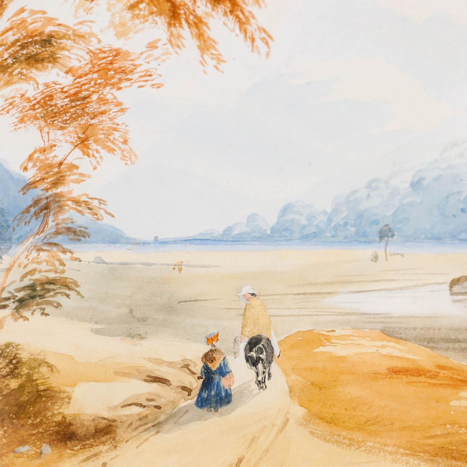 Framed 19th Century Watercolour The Long Road Ahead photo Art