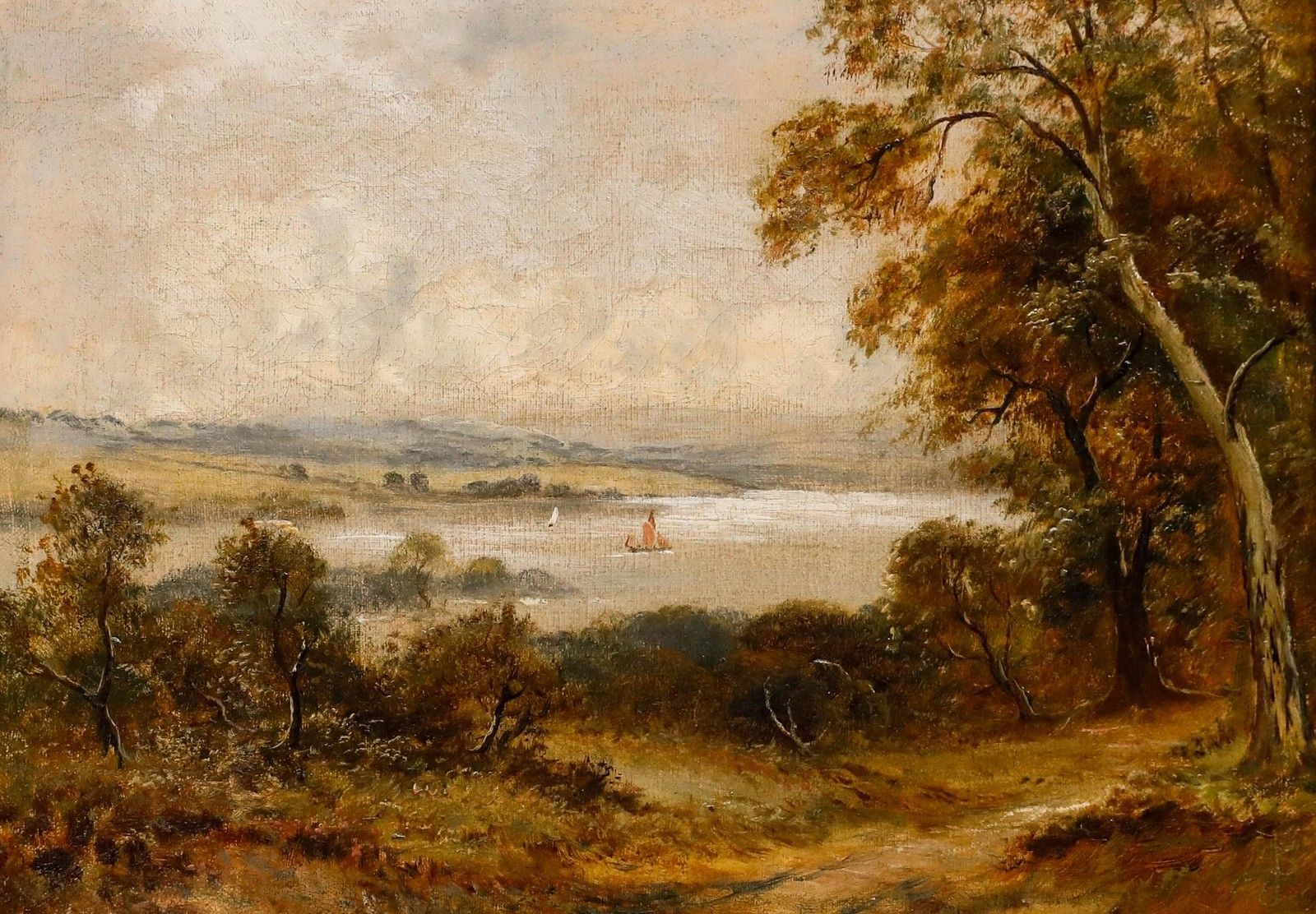 Sidney Yates Johnson (Fl. 1890 1926) Framed Oil, Rail Sails On The Estuary photo furniture