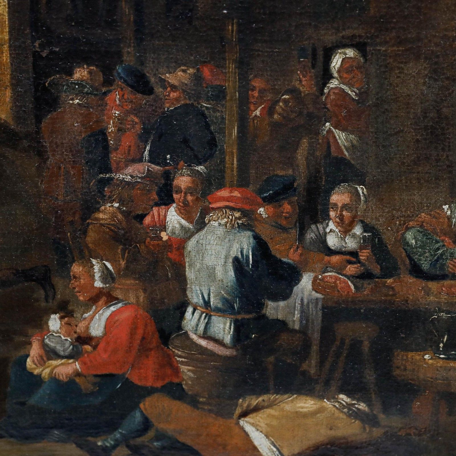 European School 18th Century Oil A Village Kermesse photo vinterior