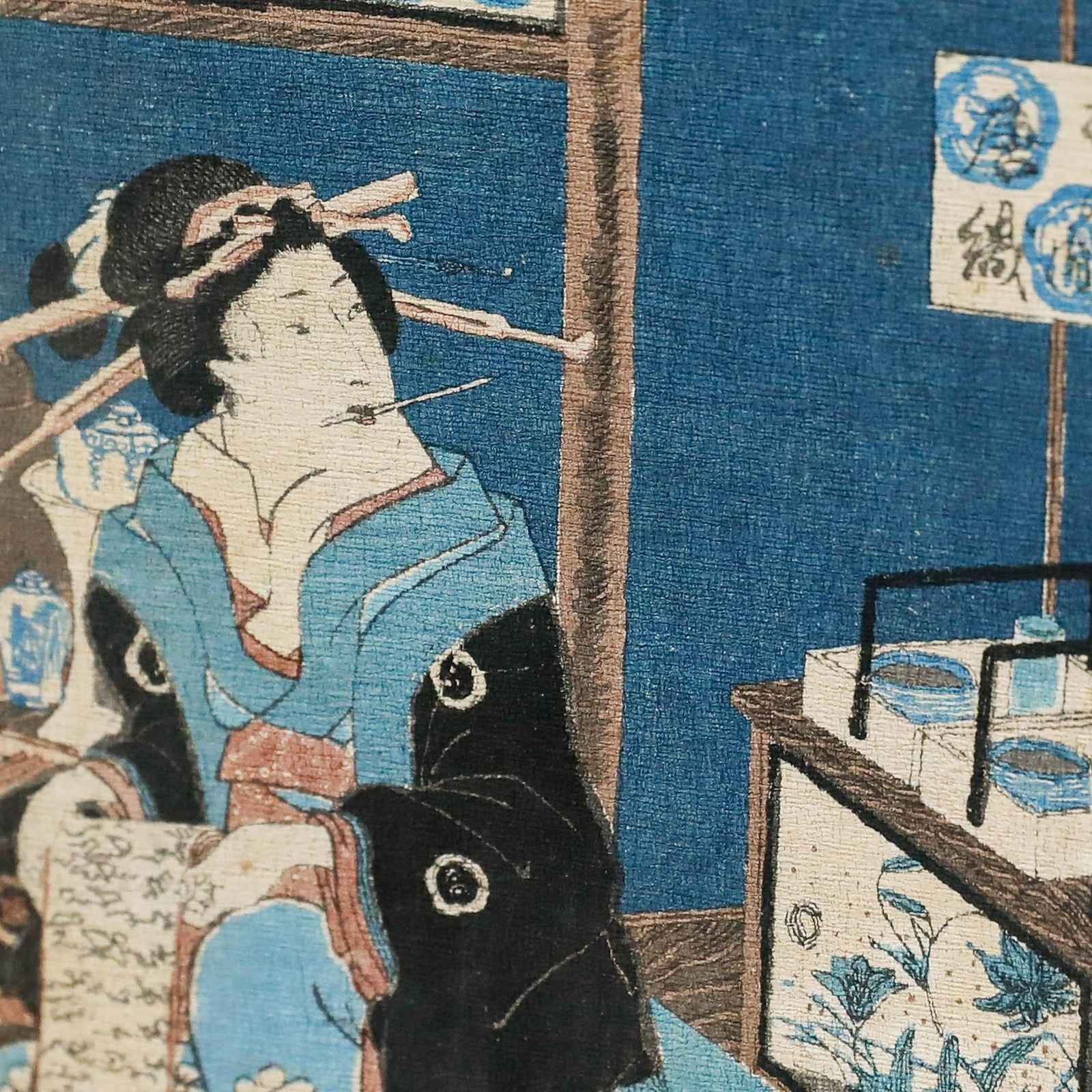 Utagawa Yoshiharu Japanese Woodblock, Fukagawa Karitaku Zensei Soroe photo 350.0