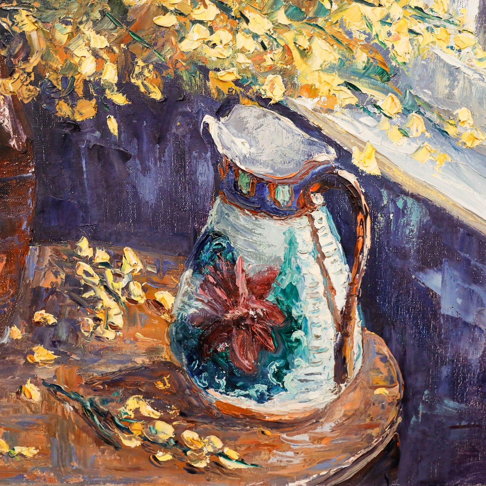A. Destordeur Framed Mid 20th Century Oil, Flowers By The Window Sill photo Art