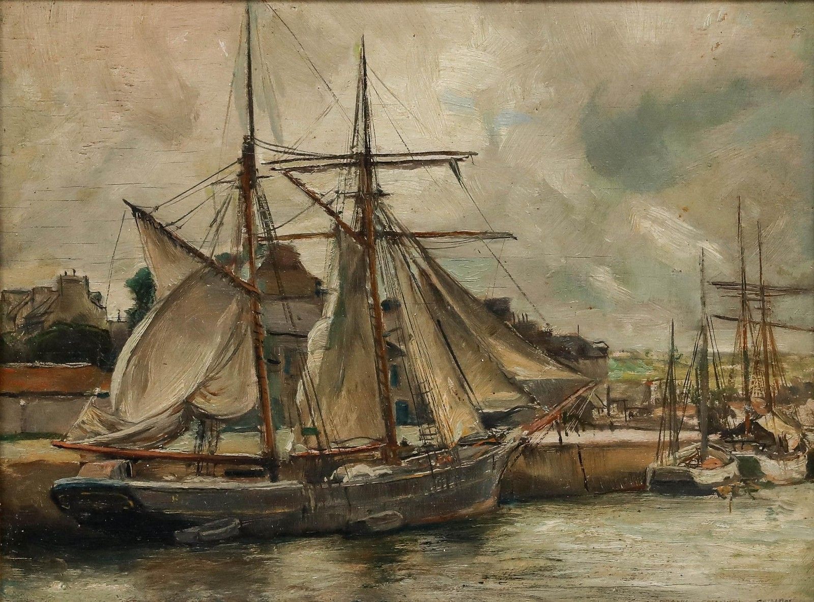 Frank Lewis Emanuel (1866 1948) Framed Oil, An Iceland Fisherman At Paimpol photo furniture