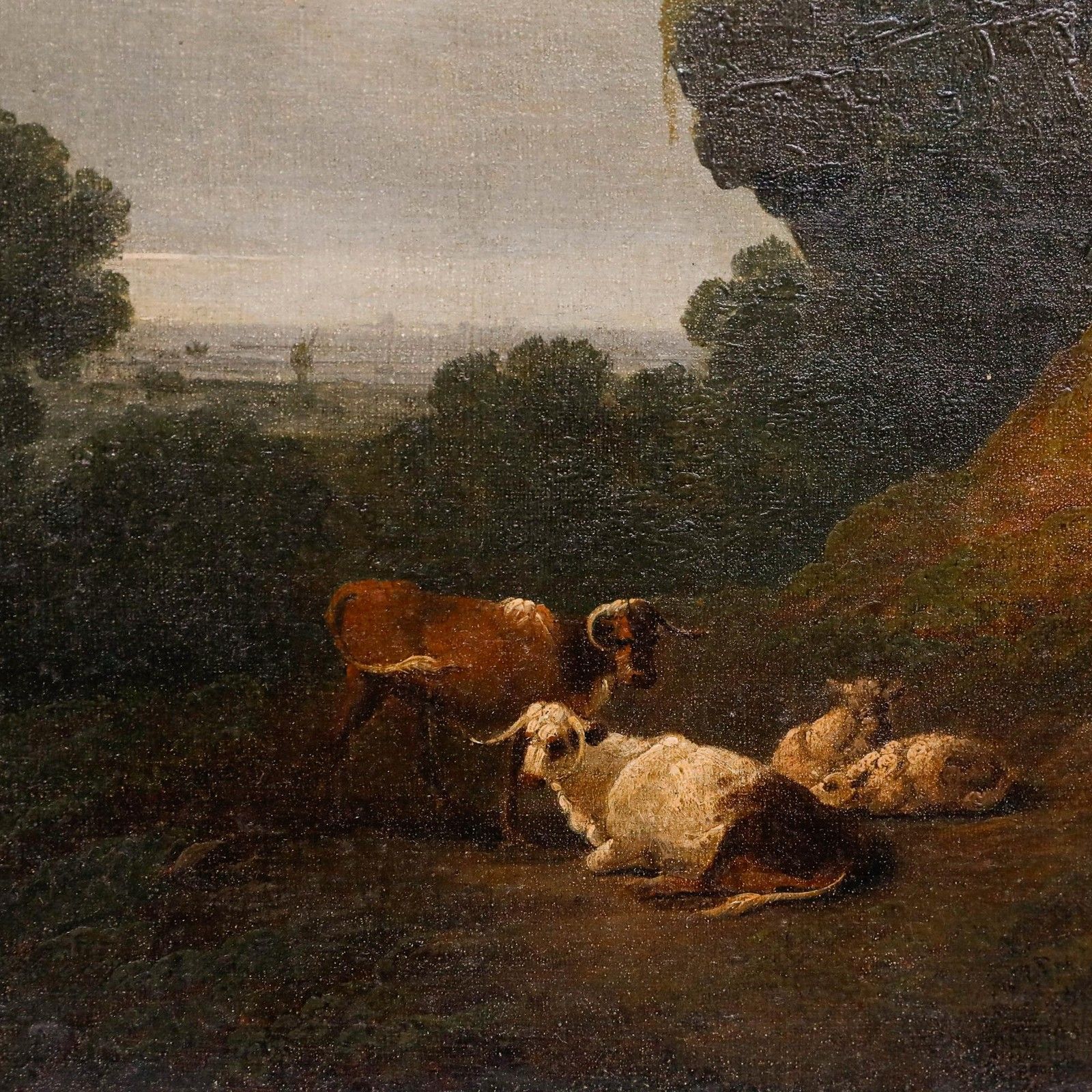 Manner Of Philip De Loutherbourg (1740 1812) Framed Oil, Cattle At Rest photo 550.0