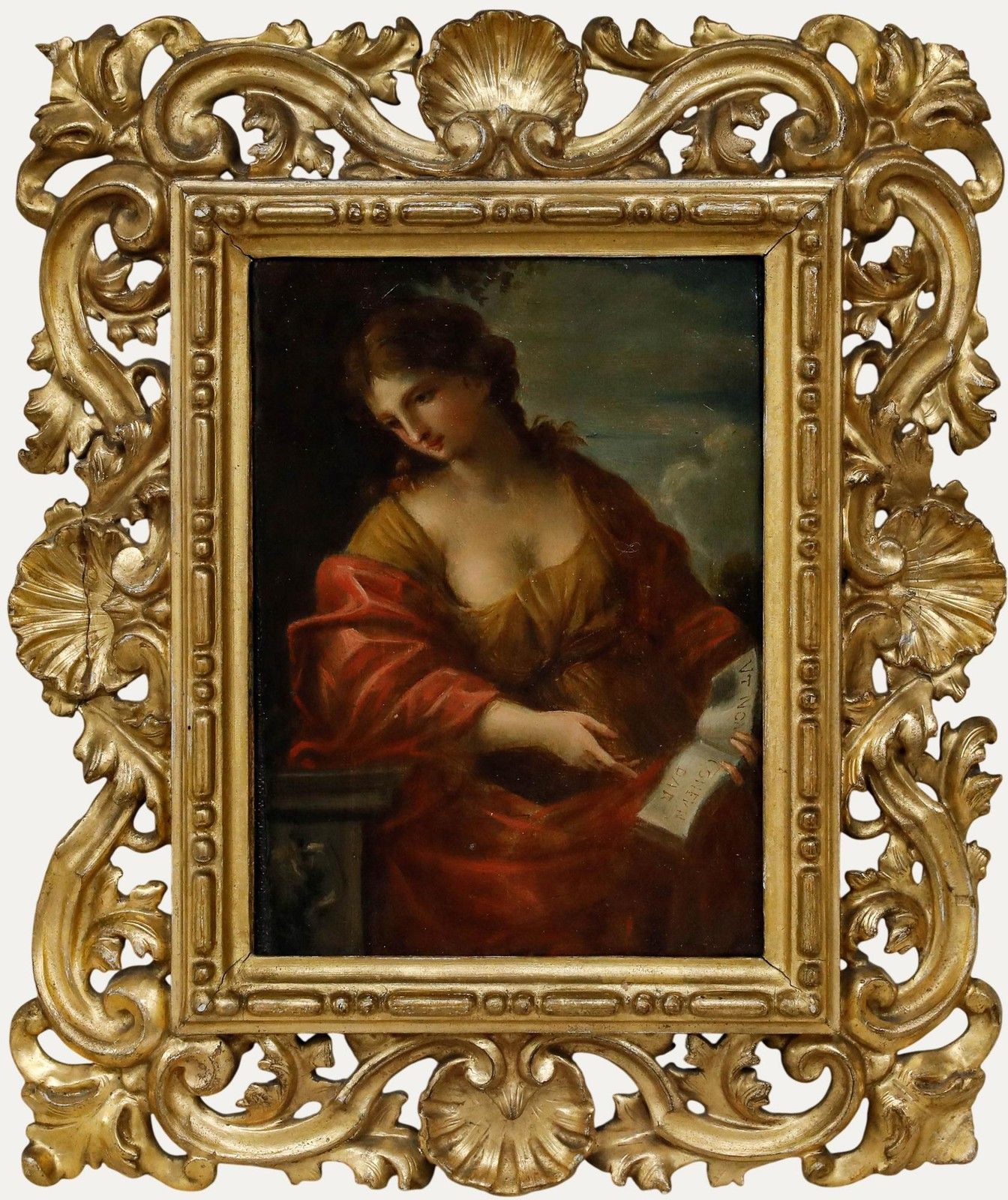 After Giovanni Francesco Romanelli Framed 19th Century Oil, The Cumean Sybil