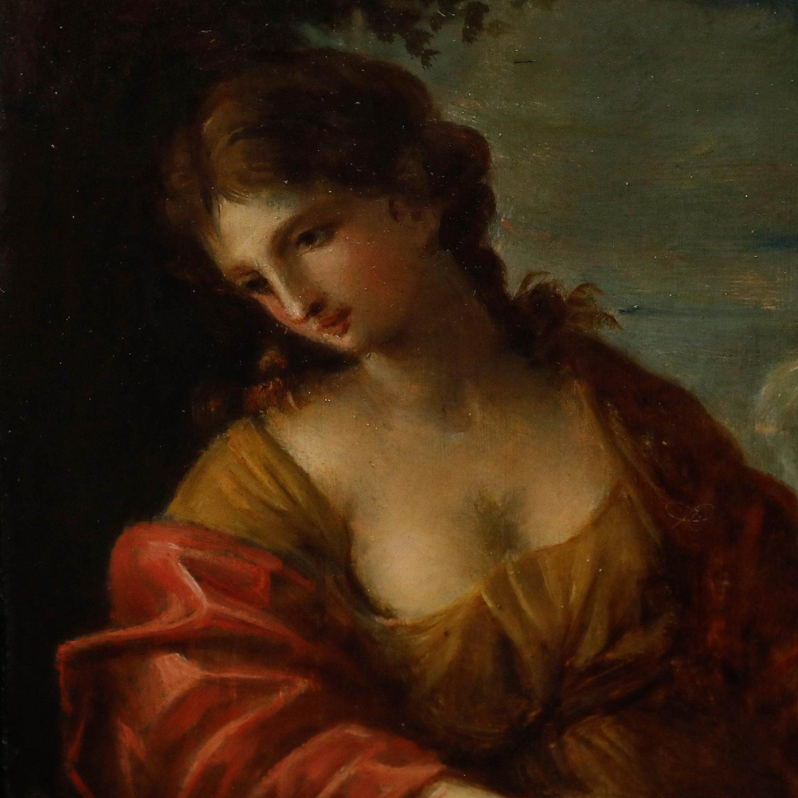 After Giovanni Francesco Romanelli Framed 19th Century Oil, The Cumean Sybil photo vintage
