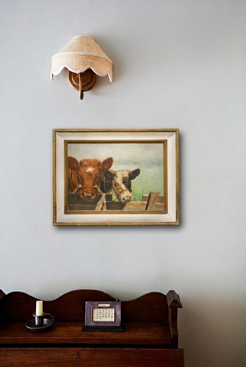 Mark Osman Curtis (1879 1959) Mid 20th Century Oil, Feeding Time photo Art