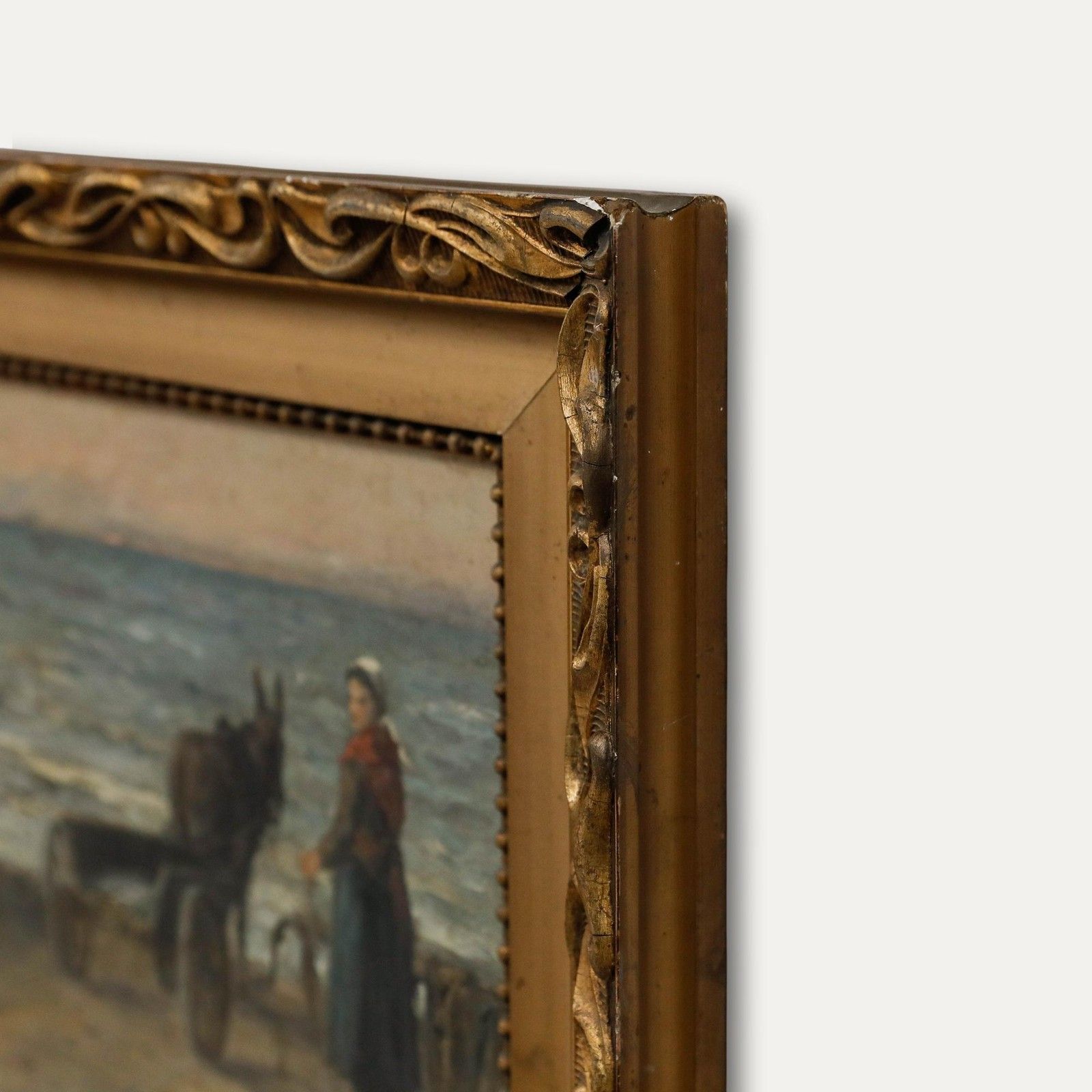 Herman Van Den Berghe Framed Early 20th Century Oil, Loading The Cart photo buy