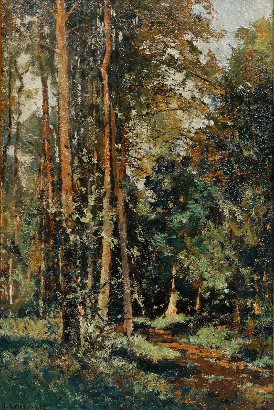 Adriaan Keus (1875 1955) 1937 Oil, Forest View photo furniture
