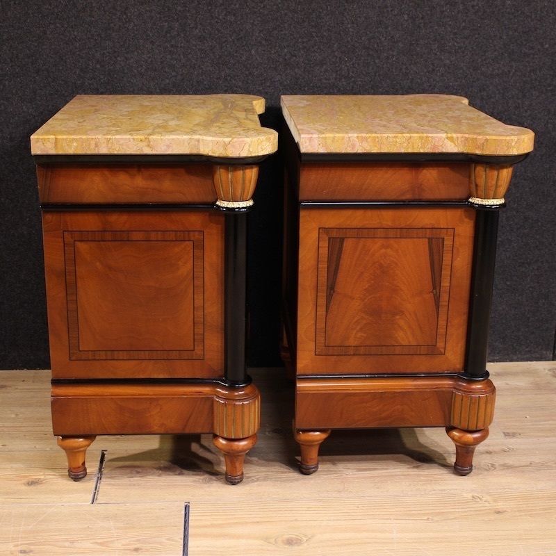 Pair Of 20th Century Italian Bedside Tables With Marble Top photo for sale