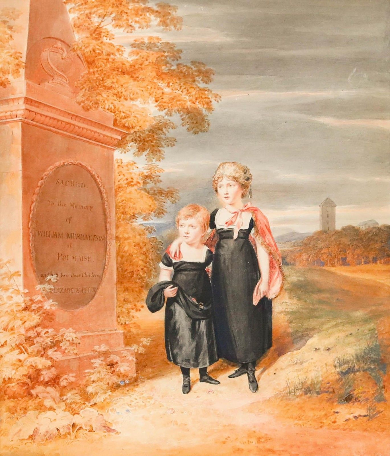 Early 19th Century Watercolour The Grave Of William Murray Of Polmaise photo furniture