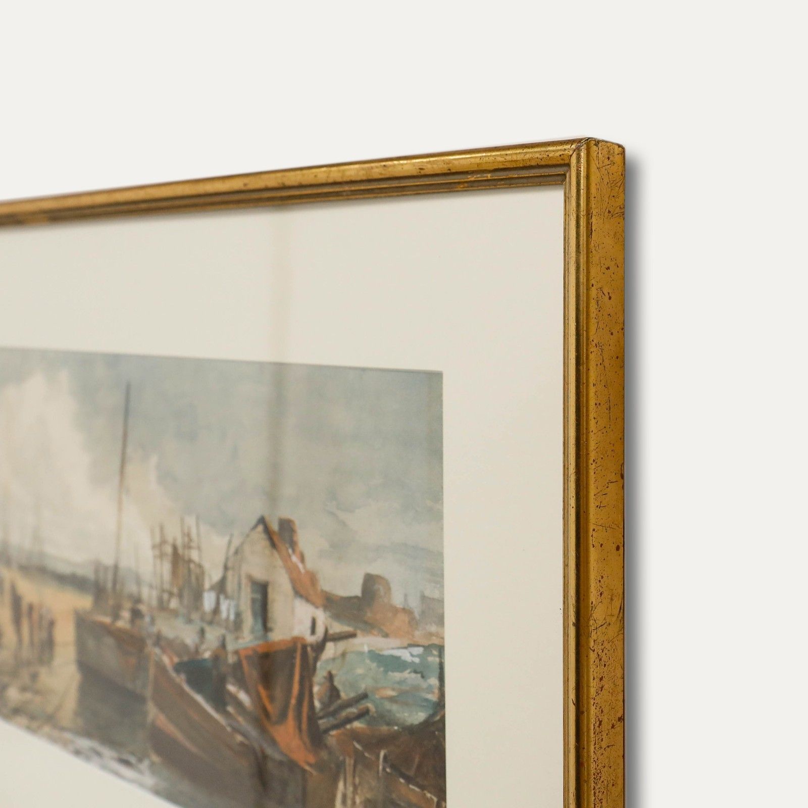 Framed Early 20th Century Watercolour Tending To The Nets photo Art