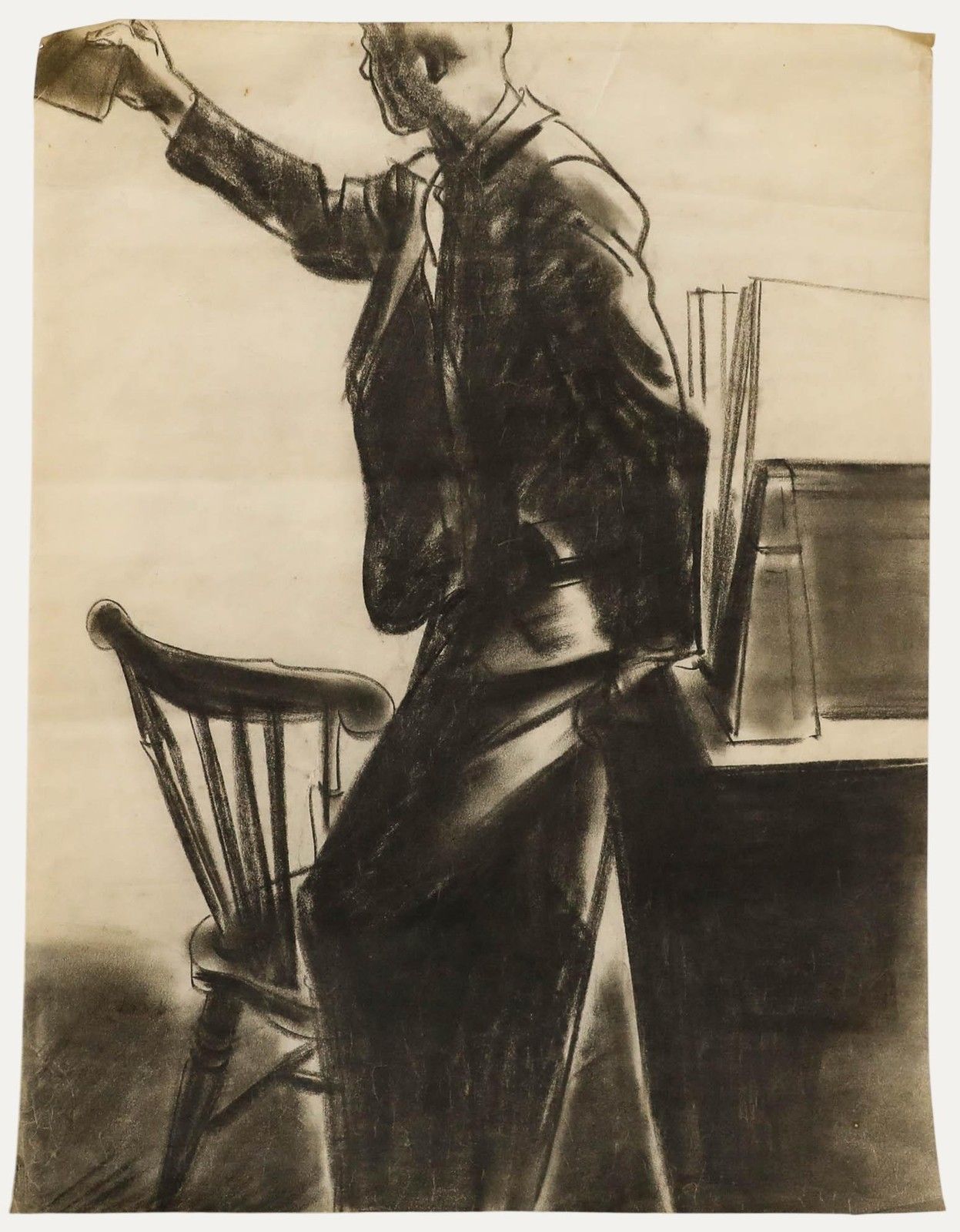 Film Noir C.1940 Charcoal Drawing Observation