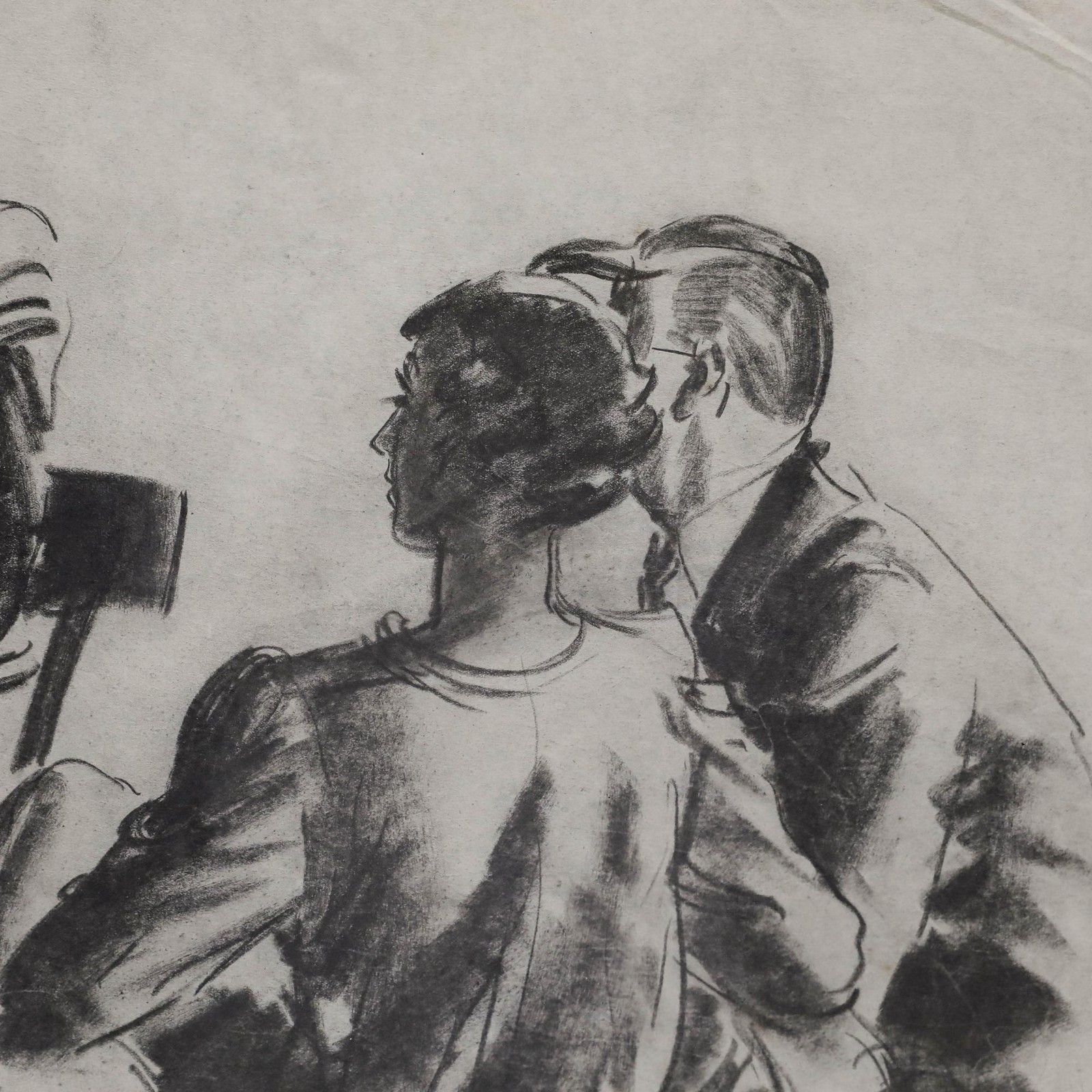 Film Noir C.1940 Charcoal Drawing Critical Dialogue photo Art