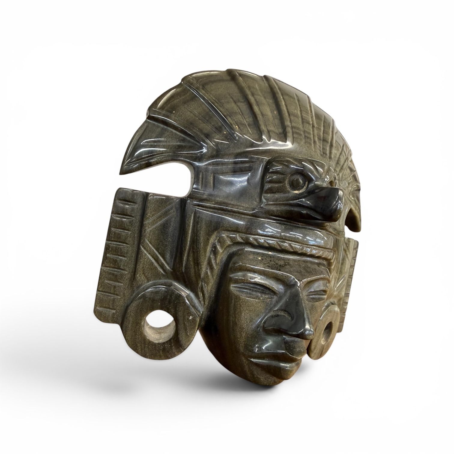 Gold Obsidian Mask Of Tonatiuh, Aztec Sun God, Mid 20th Century photo Art