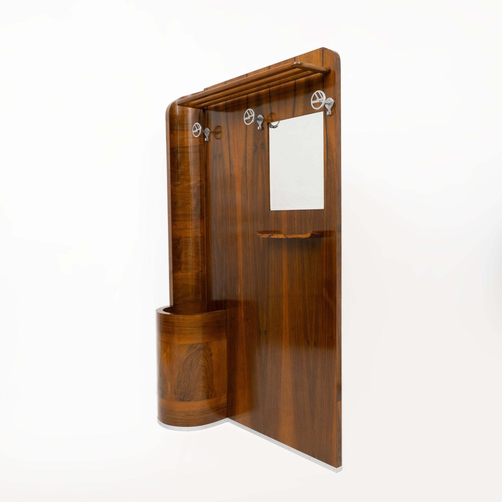 Italian Art Déco Walnut Entry Hall Stand With Integrated Umbrella Holder photo buy