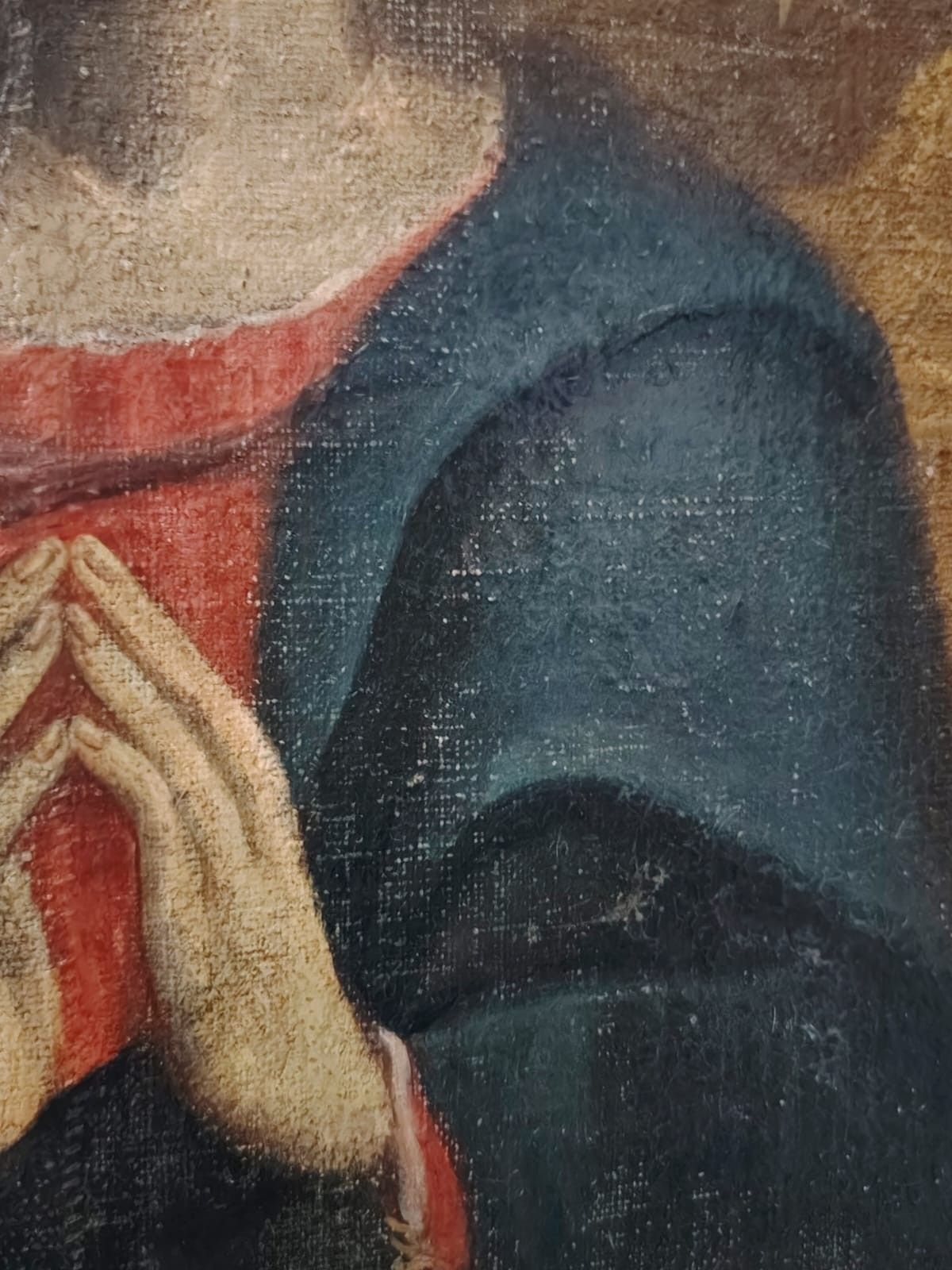 Madonna Orante Oil On Canvas 17th Century Central Italy photo vintage