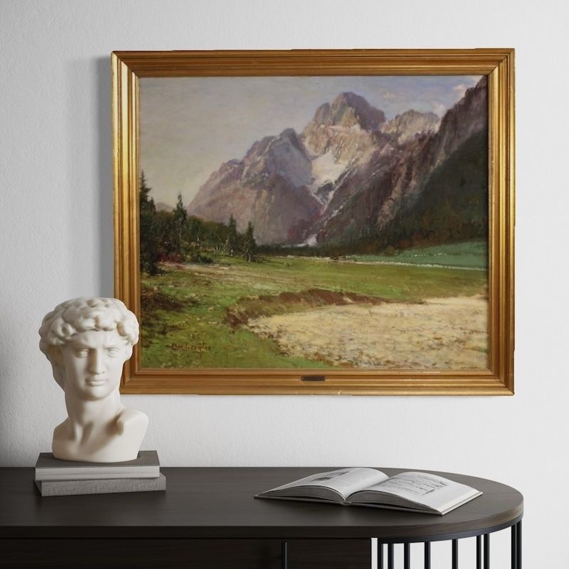 Art Peinture italienne, vue de la Croda Rossa d'Ampezzo, signée Bentivoglio photo