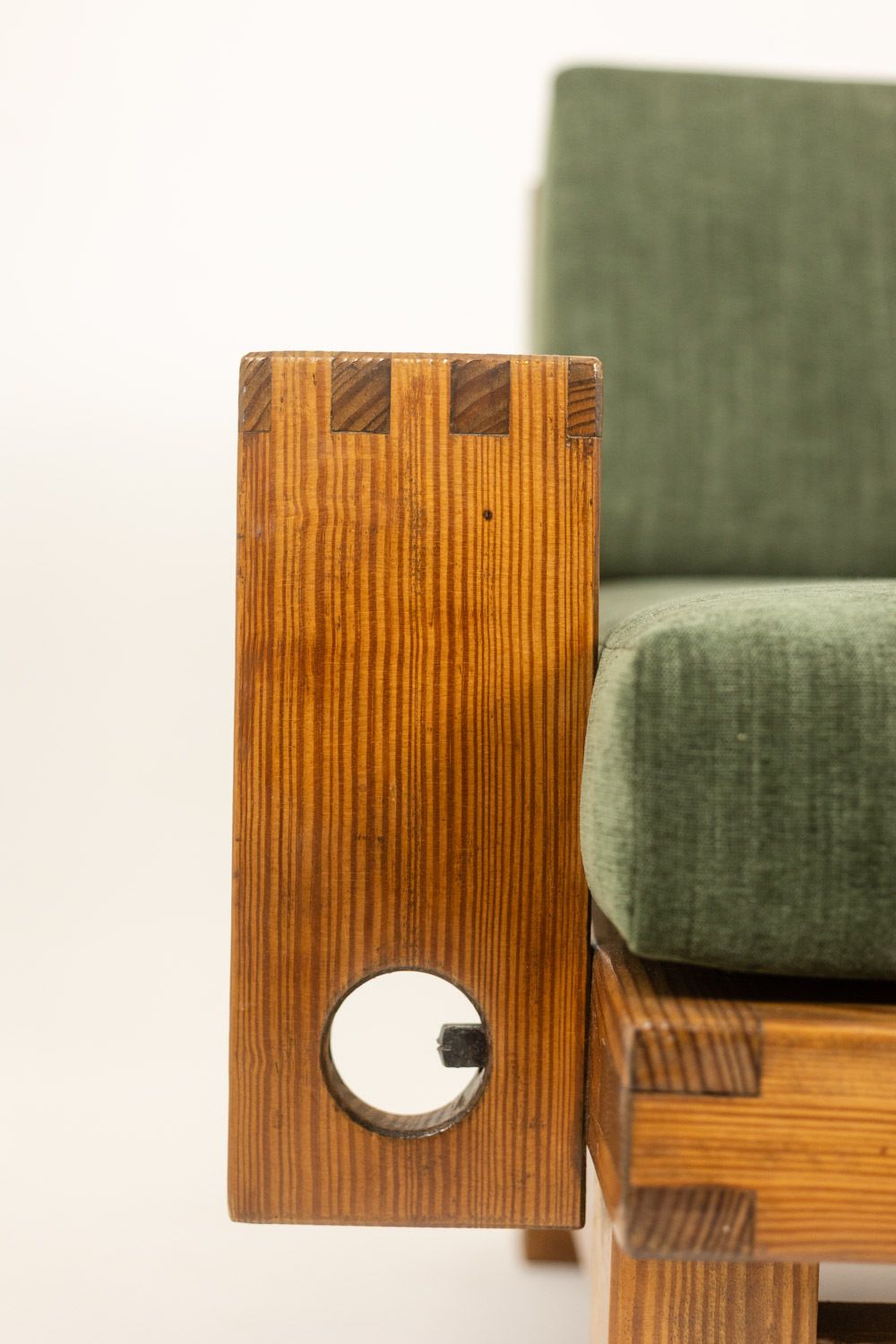 Furniture Pair Of Modernist Style Armchairs Made Of Pitch Pine. 1960s. photo