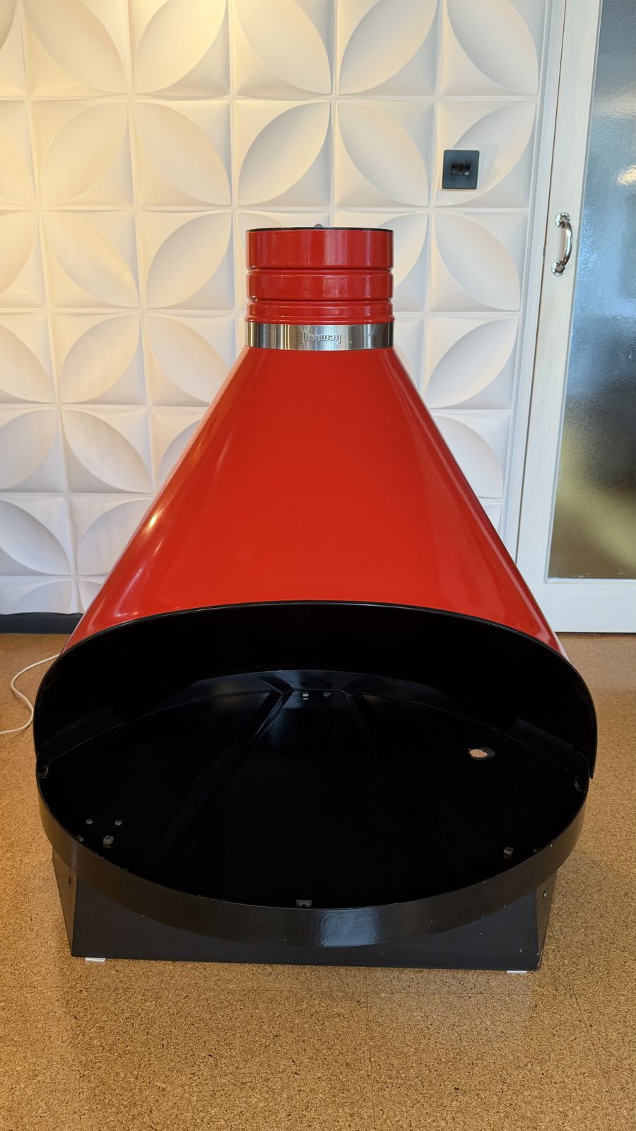 Mid Century Vintage Preway Mfg Cone Fireplace Red Enamel & Steel. photo for sale