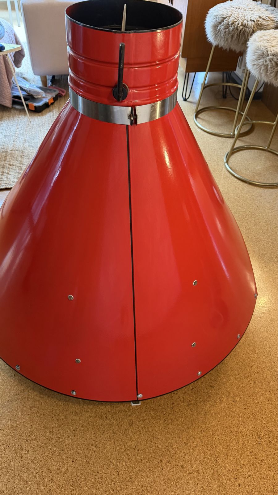 Mid Century Vintage Preway Mfg Cone Fireplace Red Enamel & Steel. photo buy