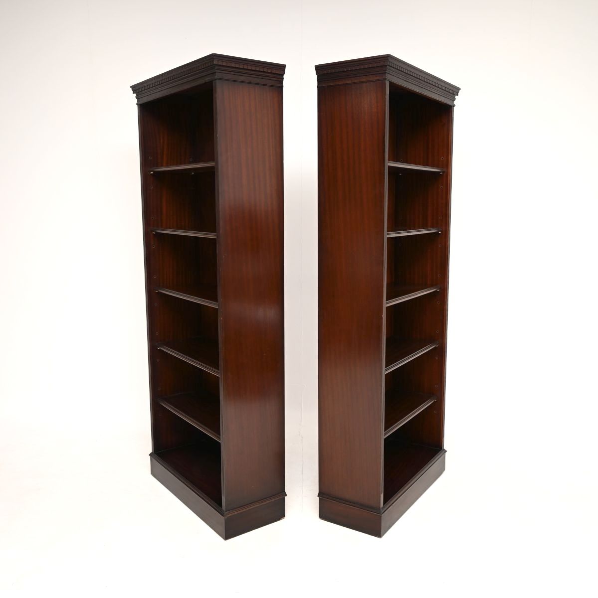 Pair Of Antique Georgian Style Mahogany Open Bookcases photo for sale