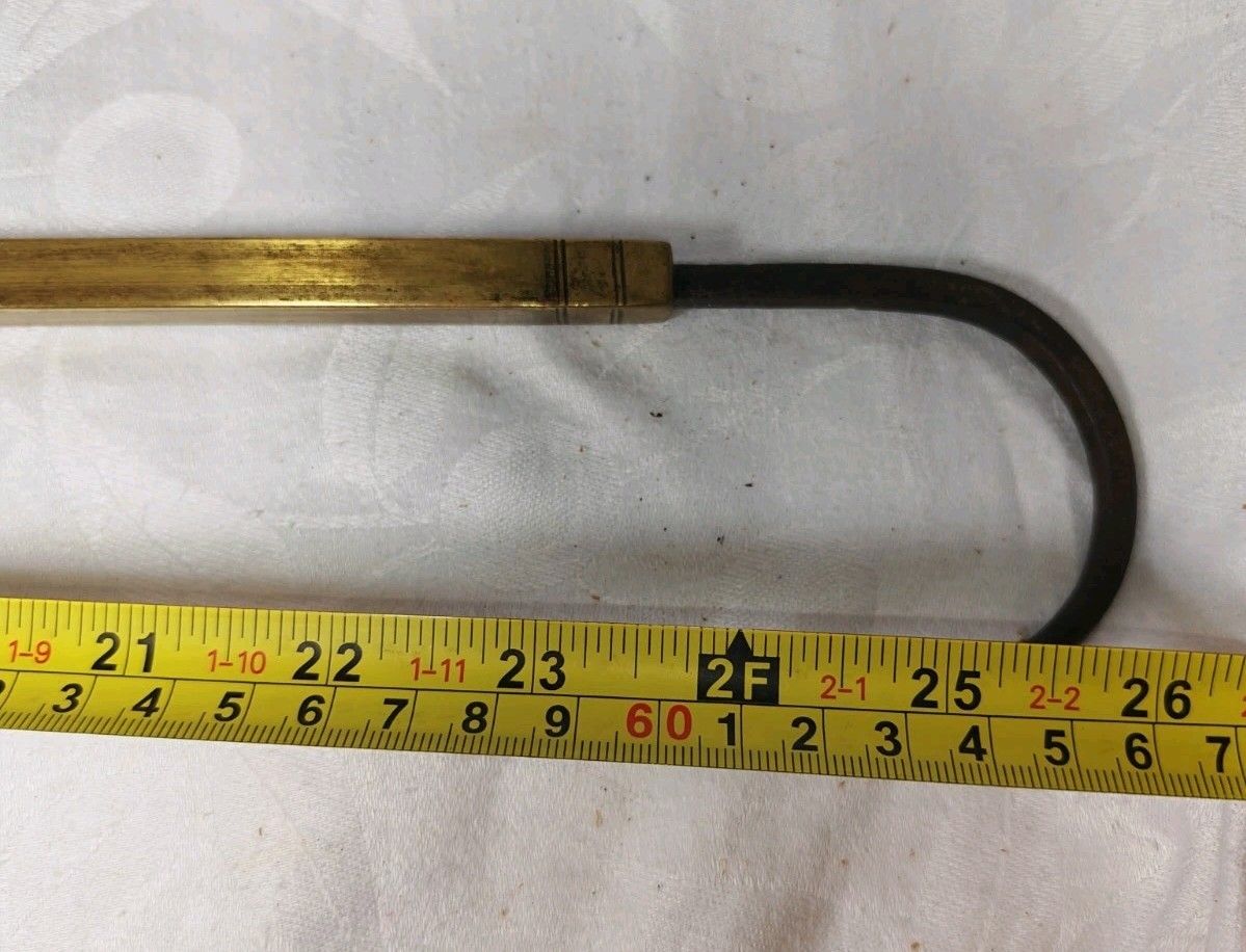 Home Decor Antique Brass Telescopic Fishing Gaff Boat Hook Leather Handle Maritime photo