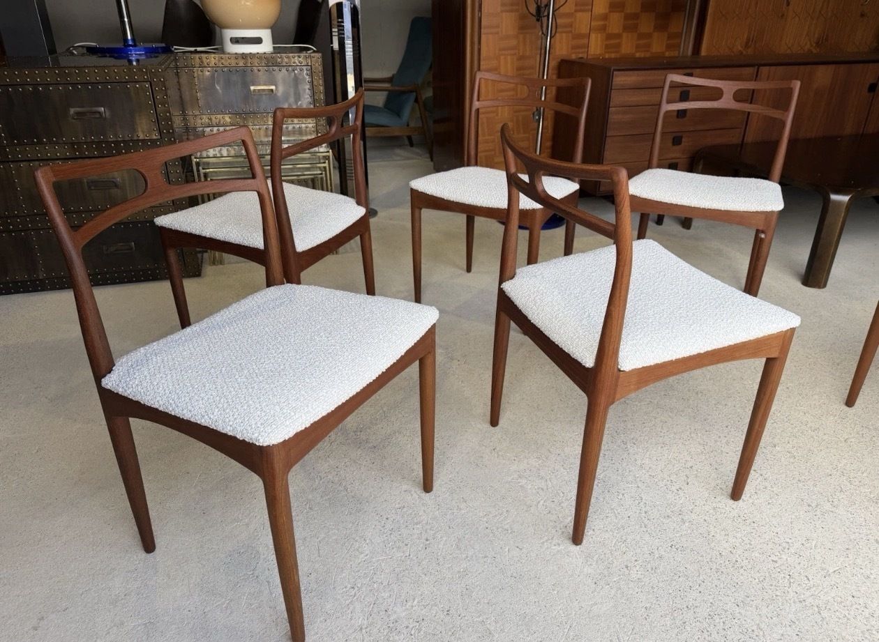 Set Of 6 Danish Teak Bow “Model 94" Johannes Andersen Dining Chairs Mid Century photo vinterior