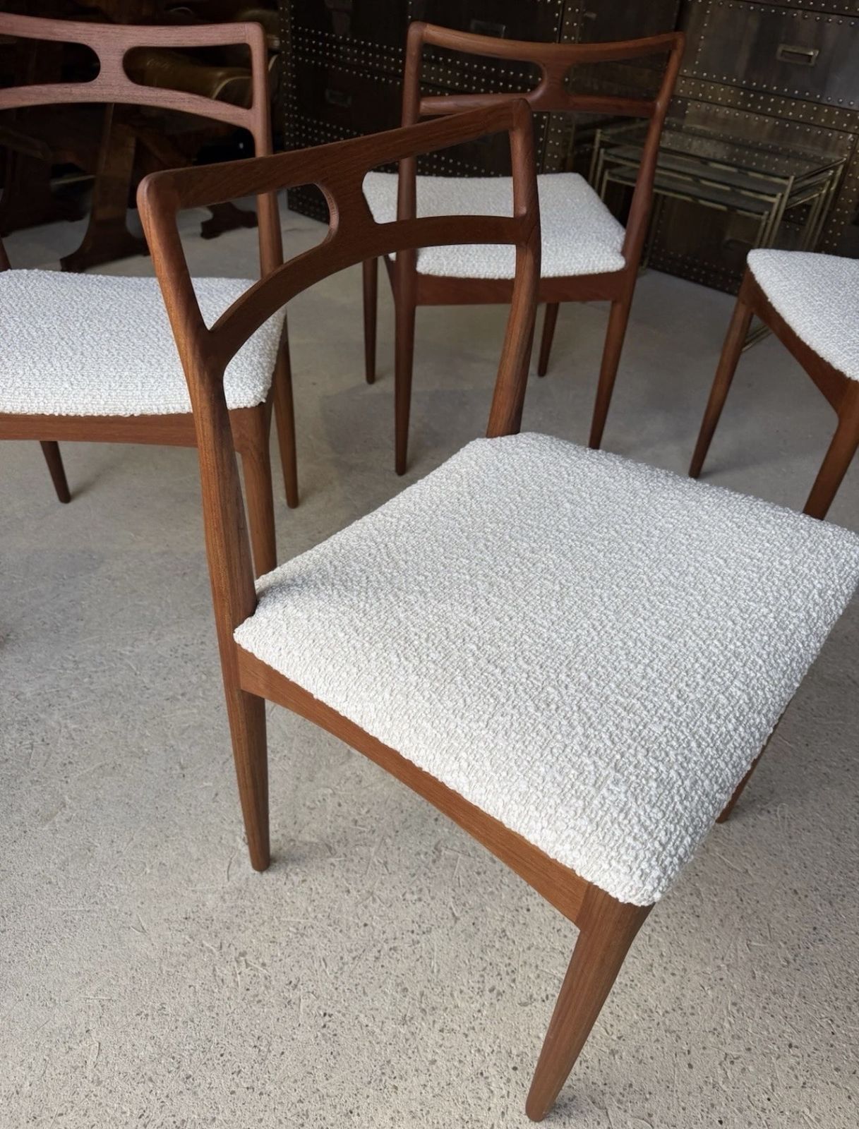 photo for sale Set Of 6 Danish Teak Bow “Model 94" Johannes Andersen Dining Chairs Mid Century