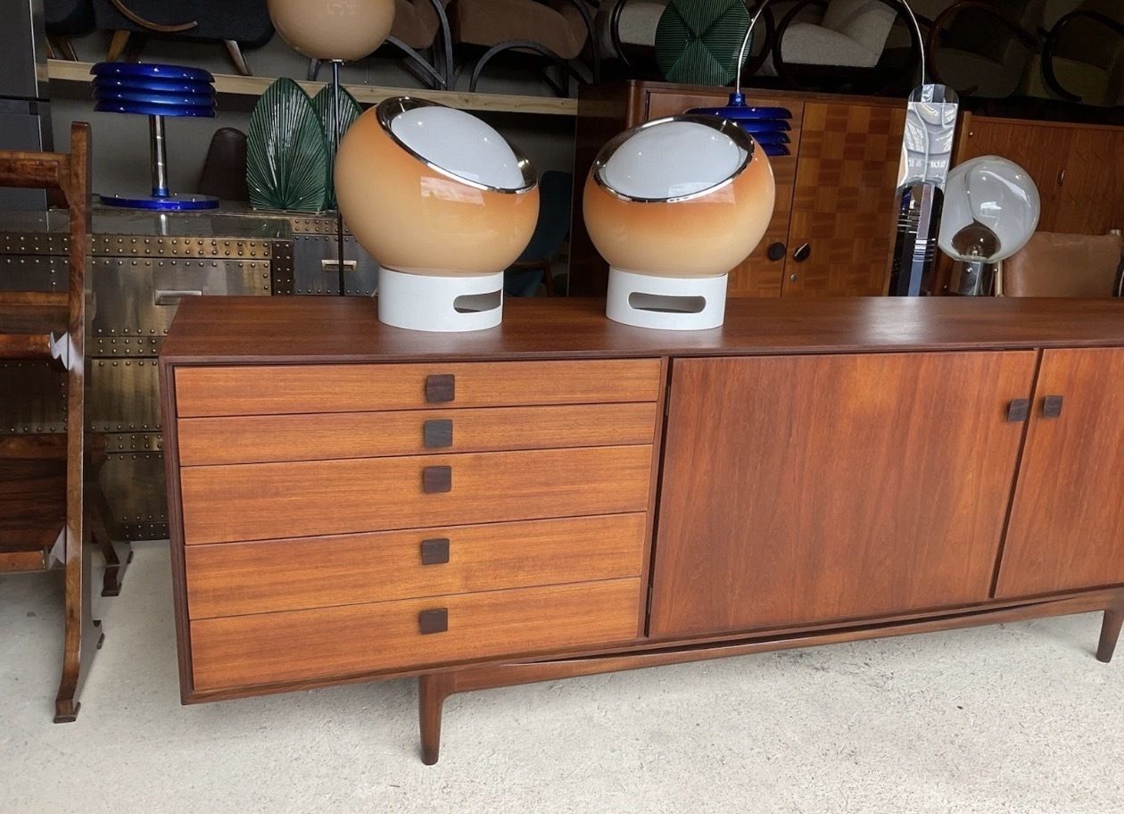 Pair Of Vintage Space Age Italian “Clan” Table Lamps By Harvey Guzzini 1970s photo buy