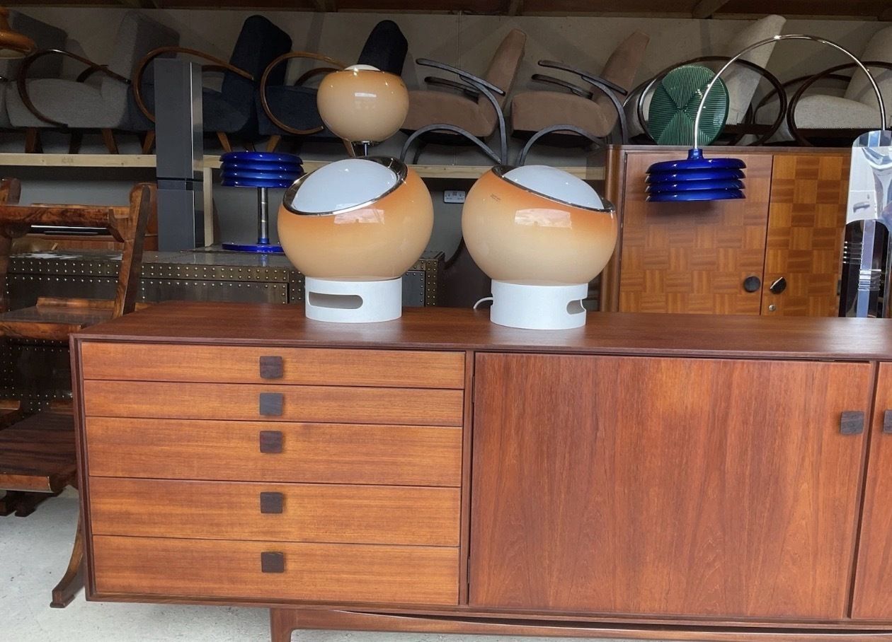 2265.0 Pair Of Vintage Space Age Italian “Clan” Table Lamps By Harvey Guzzini 1970s photo