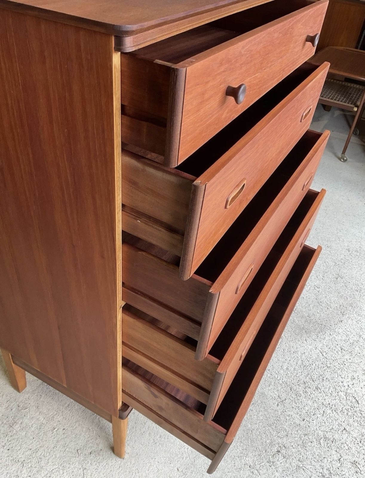 Mid Century Danish Style Teak Chest Of Drawers / Tallboy Dresser 1970s photo 555.0