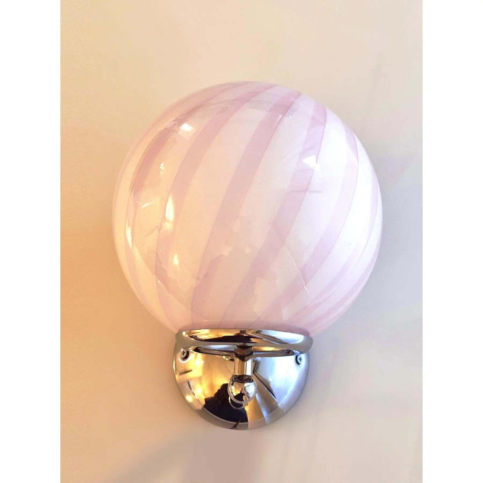 Lot Of 4 Contemporary Pink Swirl “Rods” Murano Glass Wall Sconces. photo 4442.0