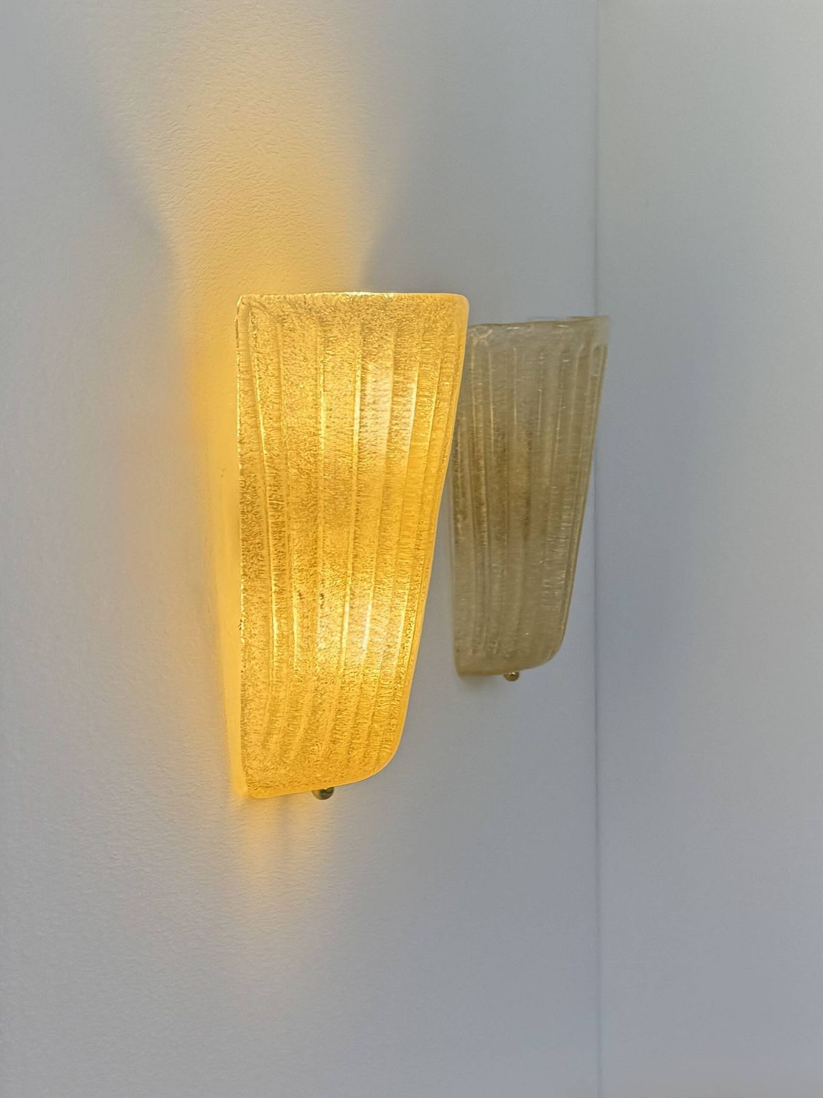 Pair Of Vintage Wall Sconces In Pressed Molded Murano Glass, Italy, 1980 photo 654.0