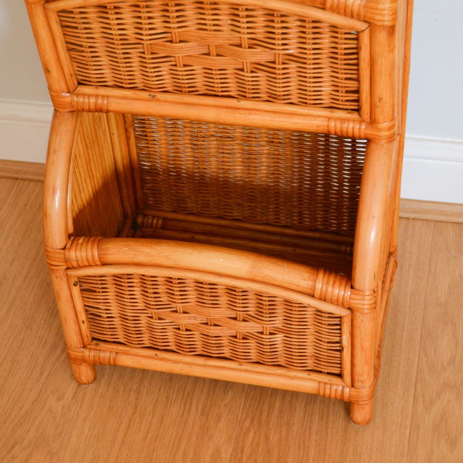 Vintage Bamboo Magazine Rack, Two Tier Storage Unit Book Rack 66cm Tall photo Home Decor