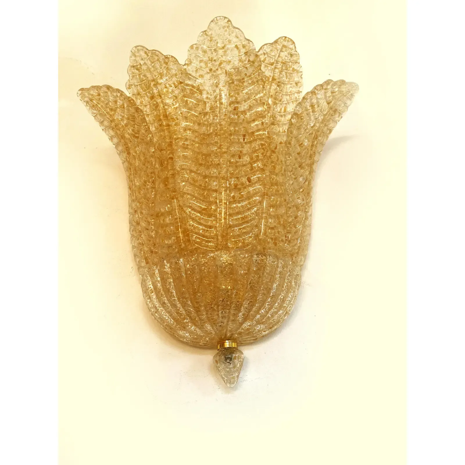 Set Of Four Venetian Gold Graniglia “Leaf” Murano Glass Wall Sconces. photo furniture
