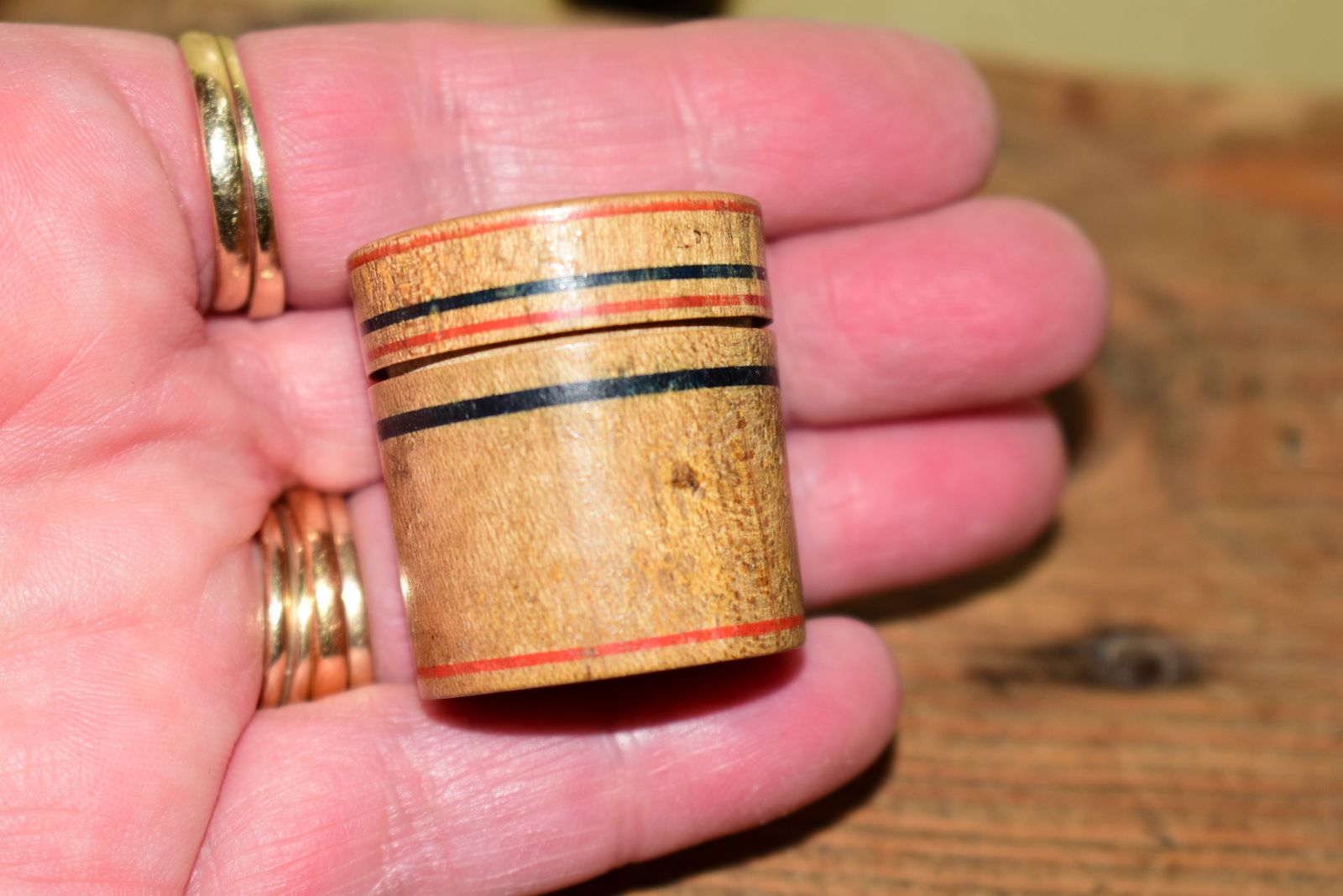 Georgian Tunbridge Ware Treen Pot With 16 Bone Card Counters C1820 Pocket Gaming photo 134.0