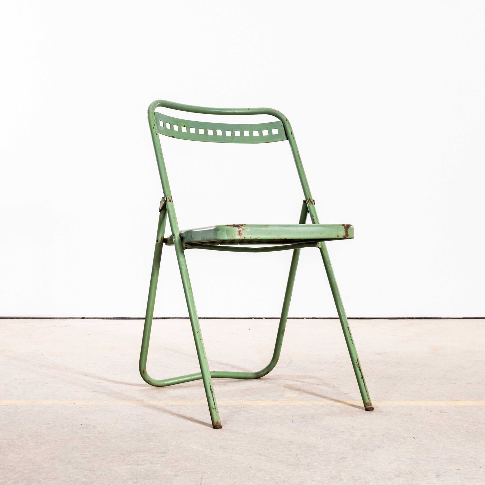 1970’s French Brutalist Green Folding Metal Garden Chairs photo furniture