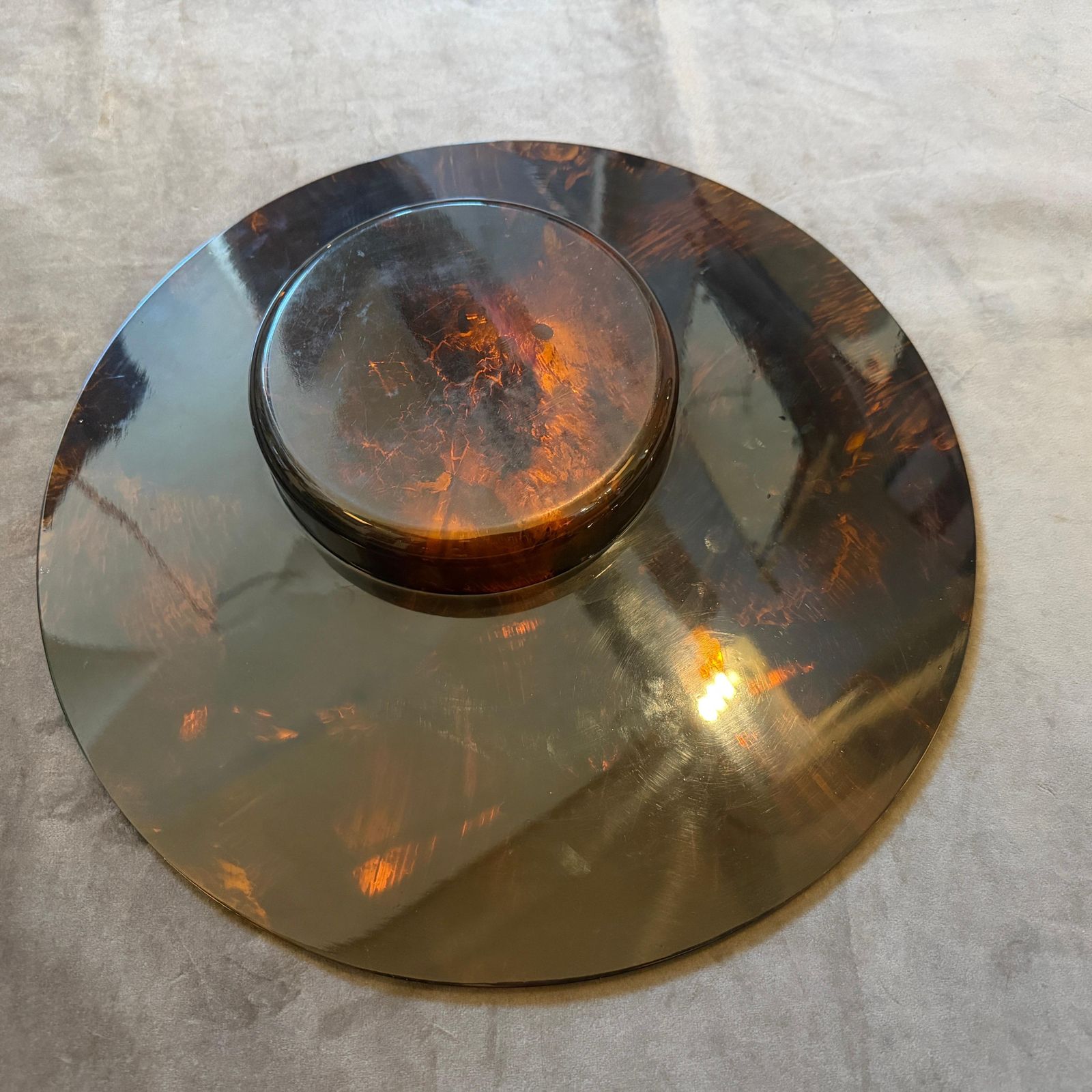 1970s Dior Home Style Mid Century Modern Faux Tortoiseshell Lucite Centerpiece photo buy