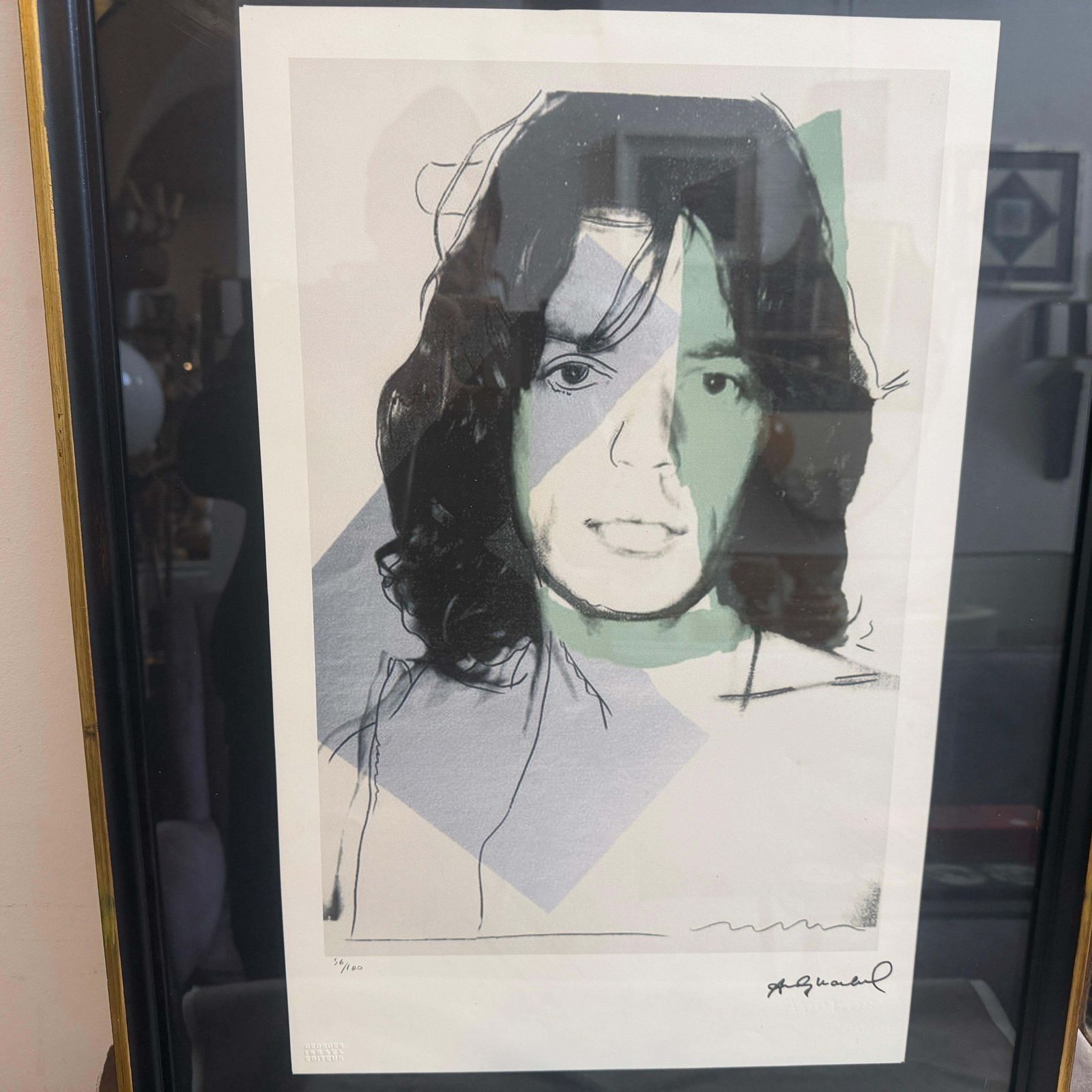 A 21st Century Framed Pop Art Mick Jagger 56/100 Lithograph By Andy Warhol photo Art