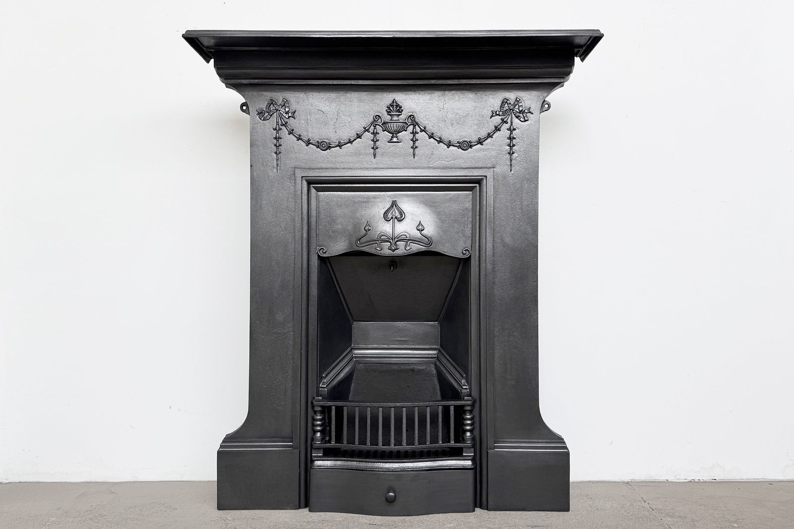 Antique Edwardian Cast Iron Bedroom Fireplace