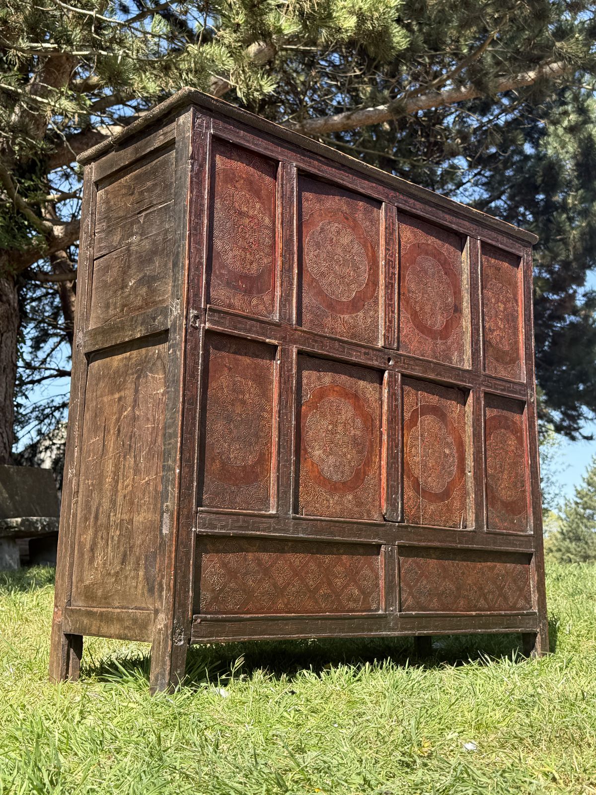 Tibetan Cabinet Antique Tibet Handmade Oriental Sideboard Console photo vintage