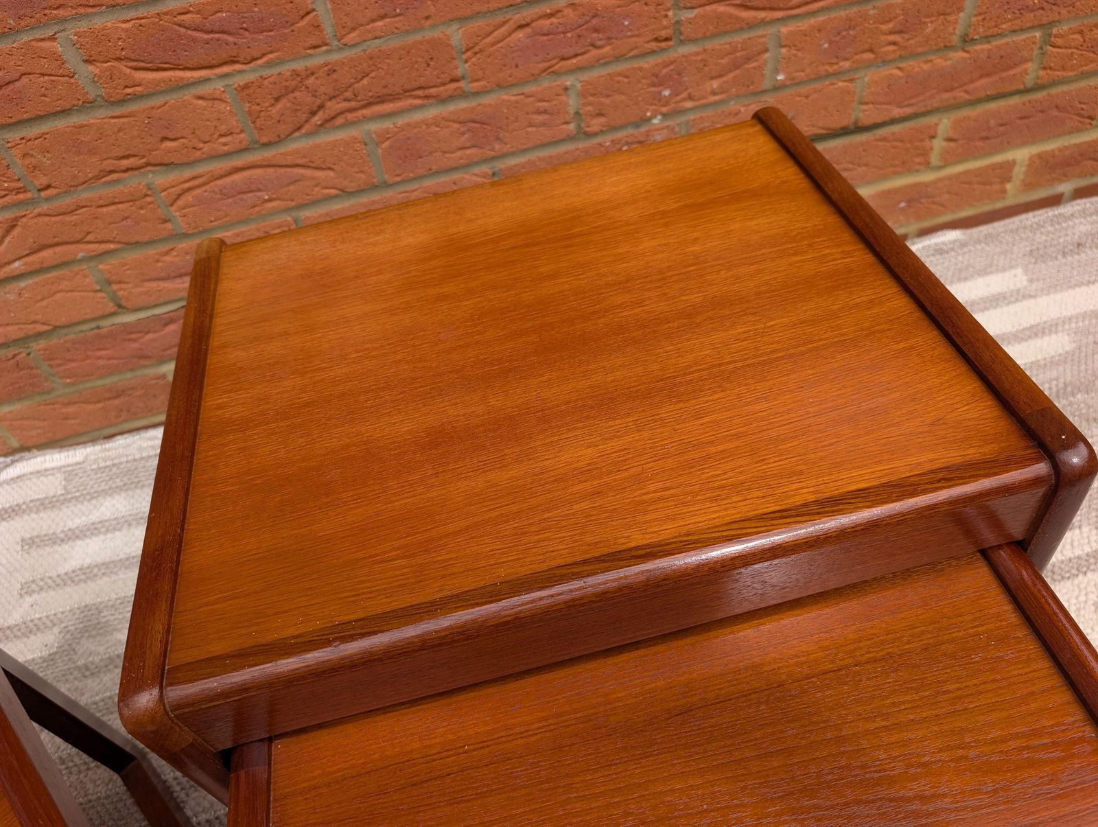 Mid Century Vintage Nest Of 3 Teak Tables By Sunelm, Dating From The 1970s. photo for sale