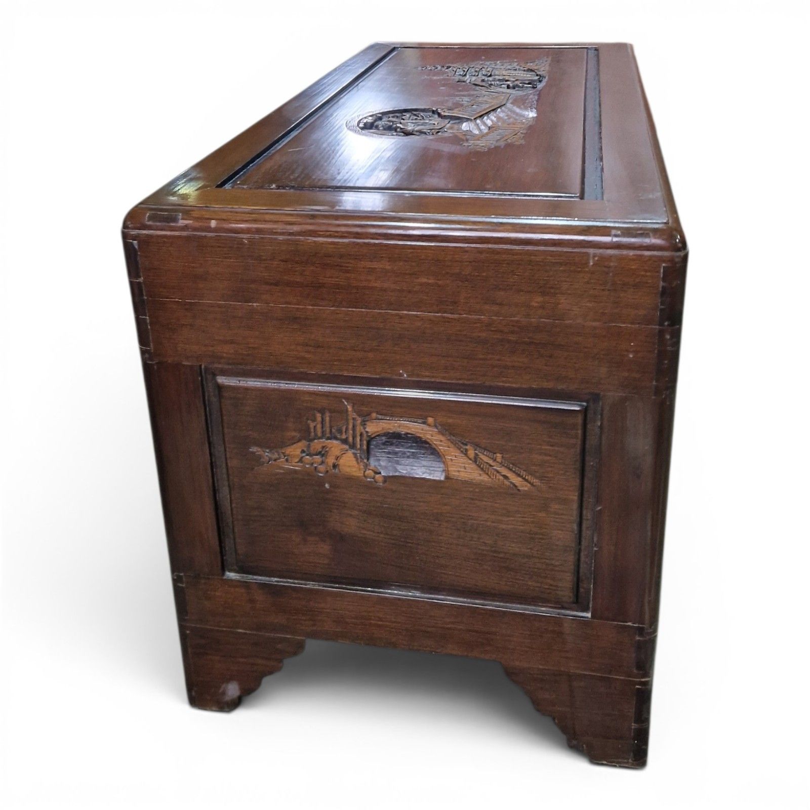 Oriental Camphor Wood Blanket Box Carved Storage Chest Trunk Large Antique Style photo buy
